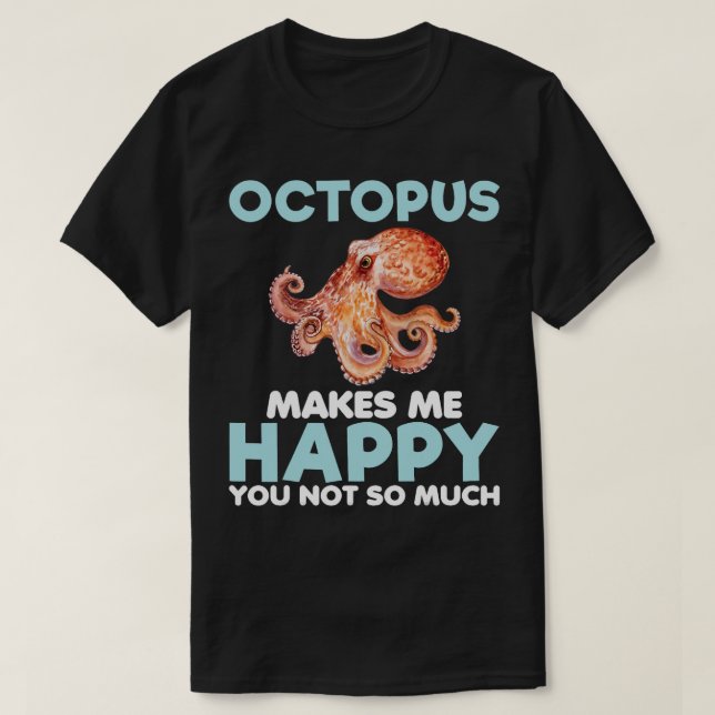 T-shirt Octopus Rend Joyeux Matin Océan Animaux Aliments M (Design devant)