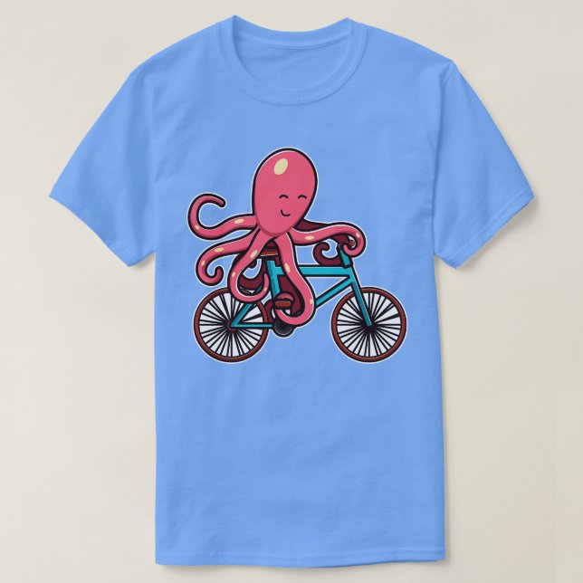 T-shirt Octopus Riding Bicycle poulpe cadeaux de conceptio (Design devant)