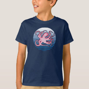 T-shirt octopus rose rétro