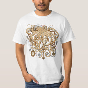 T-shirt Octopus Steampunk Surreal Retro Style Machine