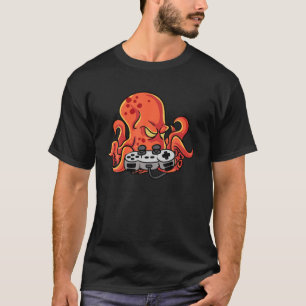 T-shirt Octopus Video Gamer Avec Contrôleur Console Jeu P