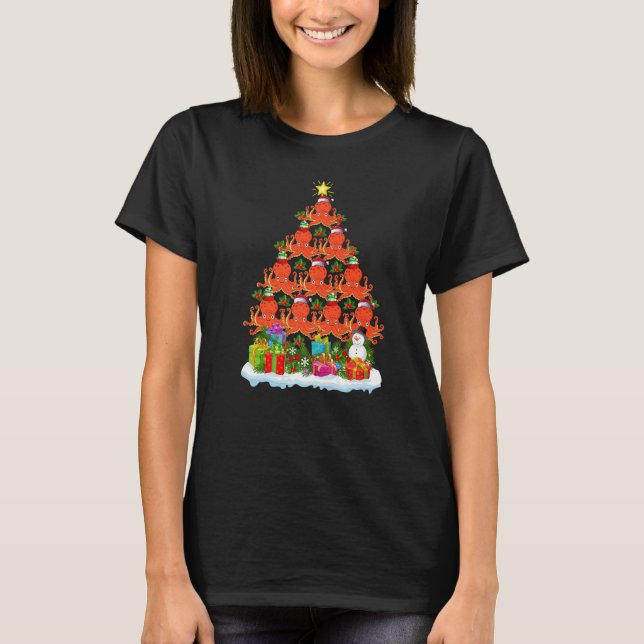 T-shirt Octopus  Xmas Holiday Octopus Christmas Tree (Devant)