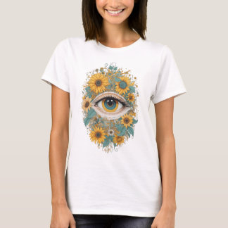 T-shirt Oeil avec fleurs jaunes