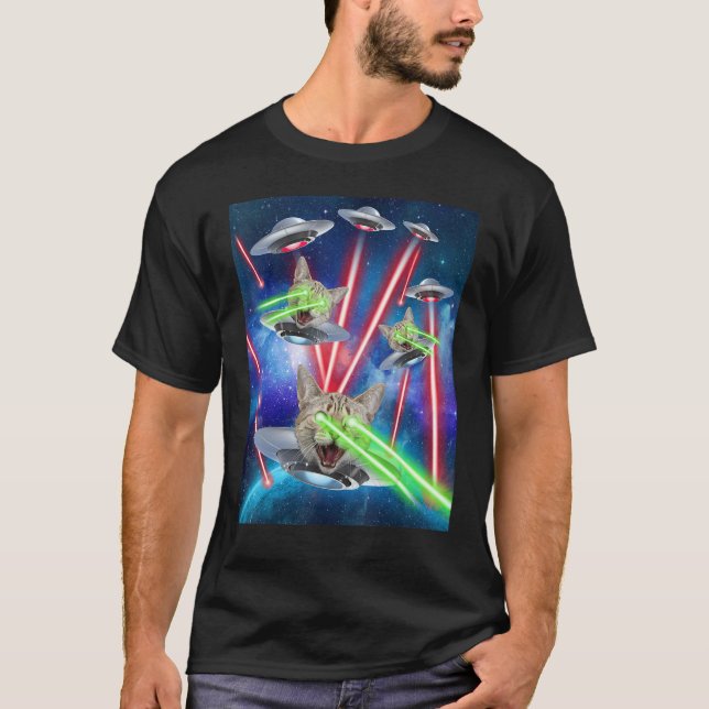 T-shirt Oeil Laser Chat Space Cat Sur Cute Kitten (Devant)