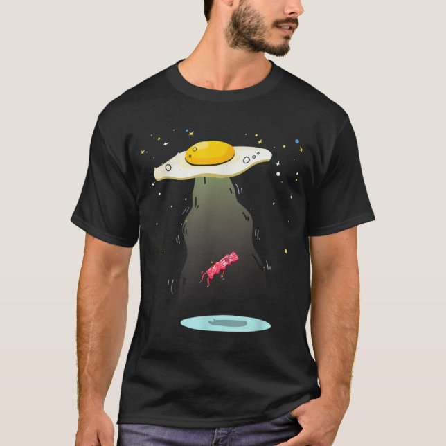 T-shirt Oeuf cool Abduction Bacon Amusant OVNI Petit déjeu (Devant)