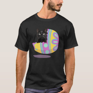 T-shirt Œuf de Pâques de chat noir drôle Joyeuse fête de P