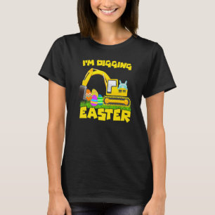 T-shirt OEufs de lapin de Pâques creusant tracteur Excavat