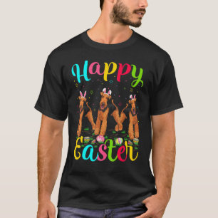 T-shirt Oeufs de Pâques Bunny Airedale Chien Terrier Joyeu