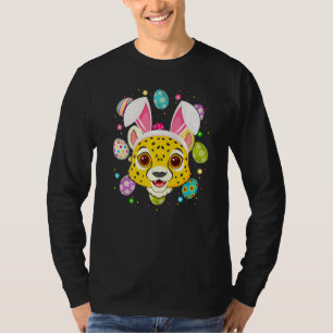 T-shirt Oeufs de Pâques Bunny Ear Cheetah Face dimanche de