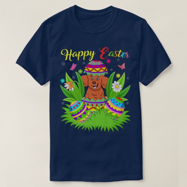 T-shirt Oeufs de Pâques Floral Amant Drôle Jouet Poodle Dé (Design devant)