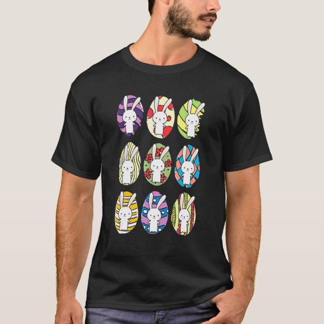 T-shirt Oeufs lapins de Pâques Famille de chasse aux oeufs (Devant)