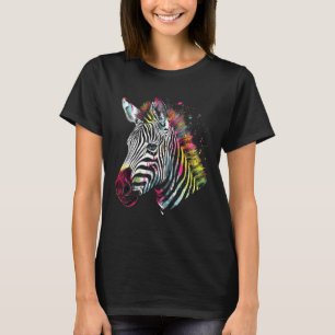 T-shirt Oeuvre colorée Zebra Lover Animal Motif Zebra 1