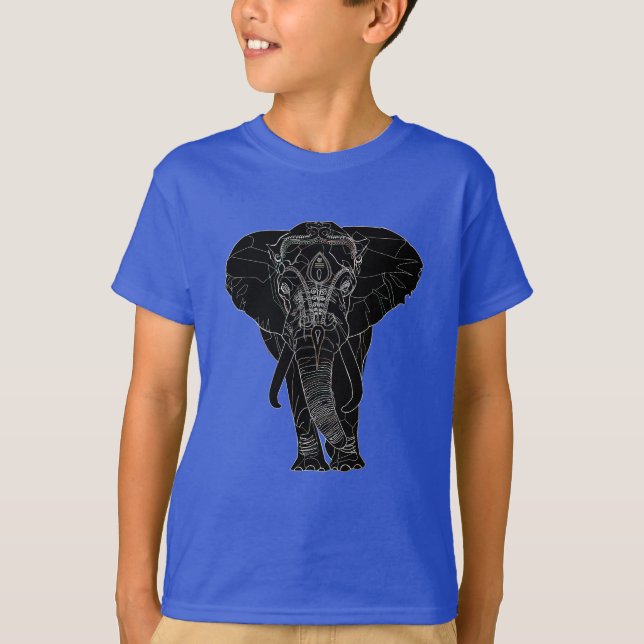 T-shirt OEuvre cool de dessin d'éléphants (Devant)
