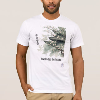 T-shirt Œuvre d'art aquarelle Fleur de Temple Japonais 