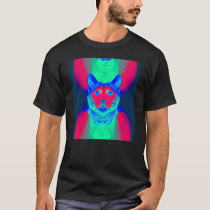 T-shirt OEuvre d'art de chat de couleur profonde miow kitt
