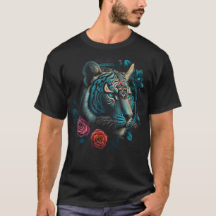 T-shirt Oeuvre d'art de Tiger Fleur Animal Motif Tiger 7