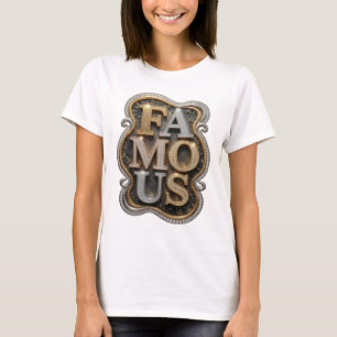 T-shirt Œuvre d'art en texte 3D Or Élégant CÉLÈBRE