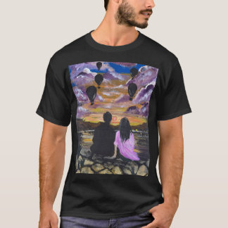 T-shirt Œuvre d'art faite main – Coucher de soleil ensembl