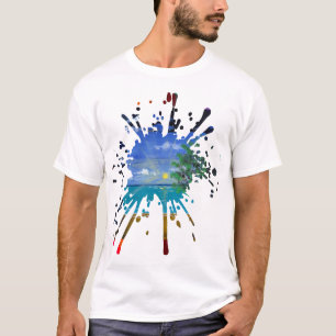 T-shirt Œuvre d'art faite main - Jour et Nuit