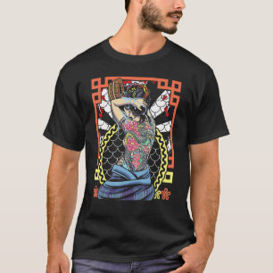 T-shirt Œuvre d'art japonaise Geisha Serpent Fleur