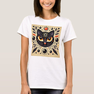 T-shirt Œuvre d'art mystique d'un chat noir