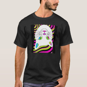 T-shirt œuvre d'art visage de chat inversé chaton idiot