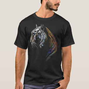 T-shirt Oeuvre de l'amoureux du tigre Mandala Animal Motif