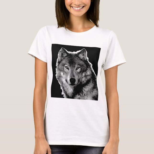 T-shirt Oeuvre de Loup noir et blanc (Devant)
