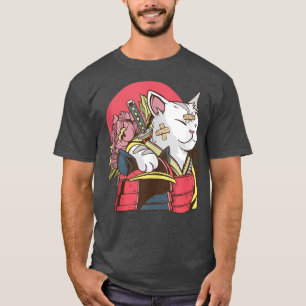T-shirt Oeuvre japonaise Samurai Chat Anime Chat