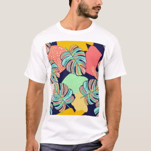 T-shirt Oeuvre tropicale : Monstera multicolore