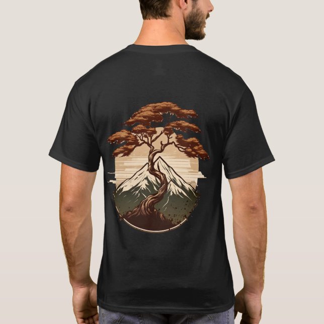 T-shirt of a tree in traditional Japanese style (Back)