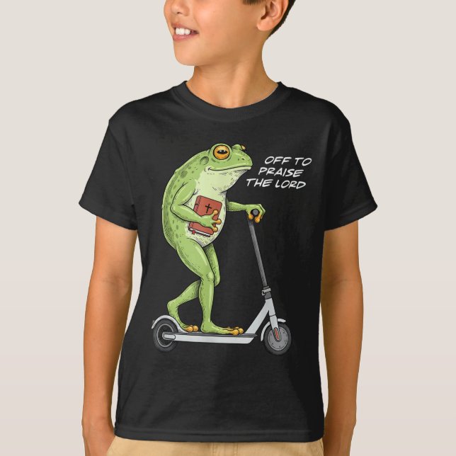 T-shirt Off To Praise D Lord Funny Frog Christian Meme  (Devant)