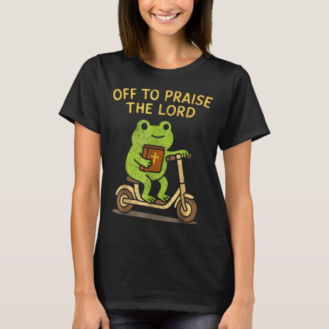 T-shirt Off To Praise The Lord Frog Christian  (Devant)