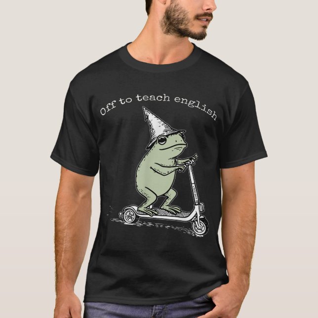 T-shirt Off To Teach English Scooter Frog (Devant)