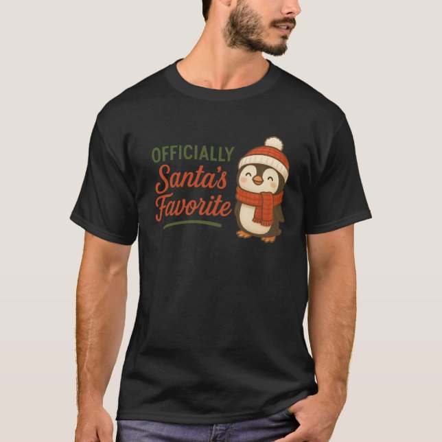 T-Shirt Officially Santa’s Favourite (Penguin) (Front)