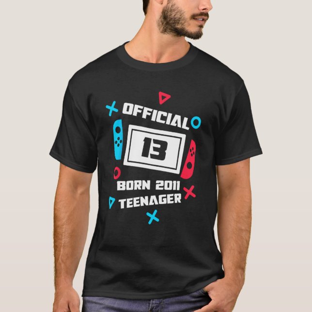 T-shirt Officiel 13 Né 2011 Jeune garçon 13e anniversaire (Devant)