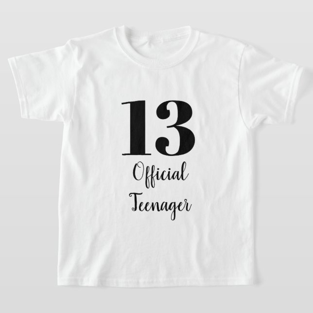 T-shirt Officielle Adolescent 13e Anniversaire Noir Blanc  (Poser)
