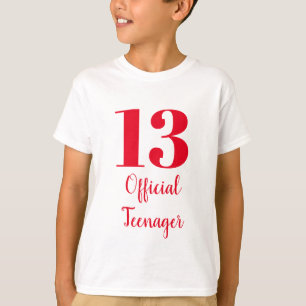 T-shirt Officielle Adolescent 13e Anniversaire Rouge Blanc