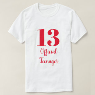 T-shirt Officielle Adolescent 13e Anniversaire Rouge Blanc