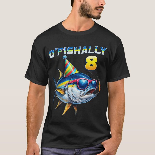 T-shirt Ofishally 8 Years Old Funny Fishing 8th Birthday T (Devant)