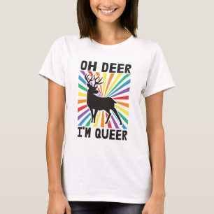 T-shirt Oh cerf Je suis queer LGBTQ fierté arc-en-ciel T-s