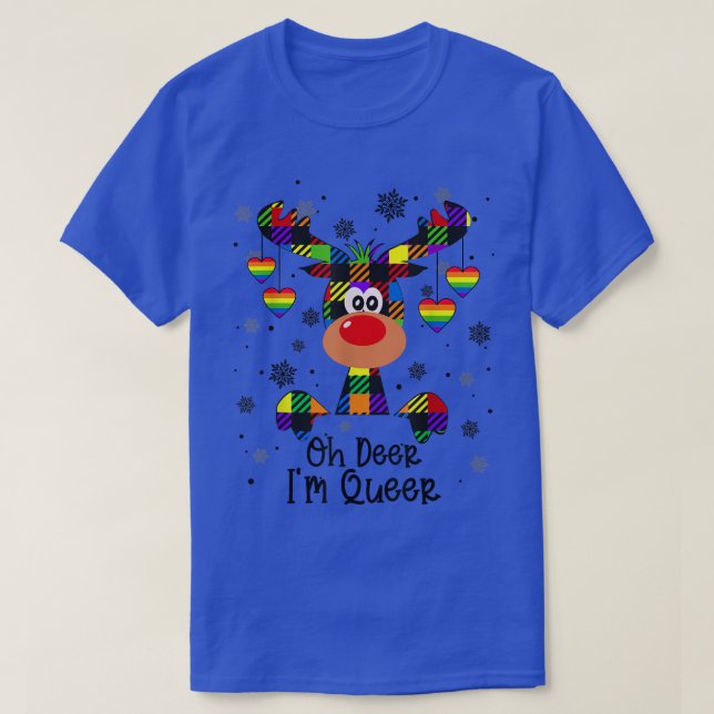 T-shirt Oh Deer Im Queer Reindeer Christmas LGBT Rainbow G (Design devant)