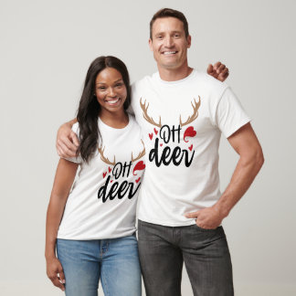 T-shirt Oh Deer Reindeer Antlers Funny Joyeux Noël