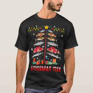 T-shirt Oh Fishmas Tree Pêche Pêcheur Noël Noël Noël Noël 