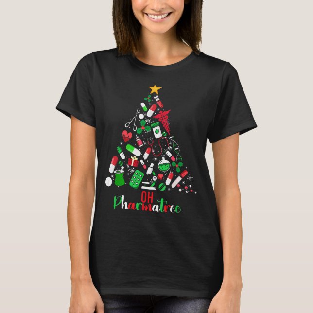 T-shirt Oh Pharmatree Pharmacy Christmas Pharmacist Tech M (Devant)