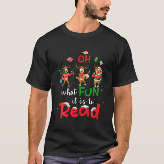 T-shirt Oh Quel Amusement C'Est De Lire Noël Mignonne Rein