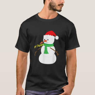 T-shirt Oh Snap Broken Nose Arm Snowman Noël T Chemise