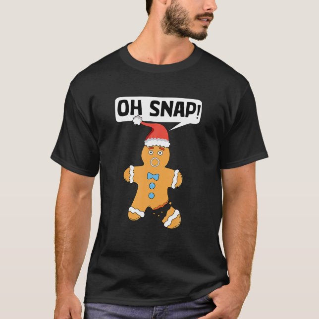 T-shirt Oh Snap Funny Christmas Gingerbread Homme Broken (Devant)