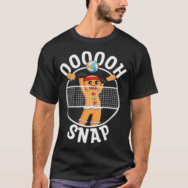 T-shirt Oh Snap Gingerbread Man Blocker Christmas Volleyba (Devant)
