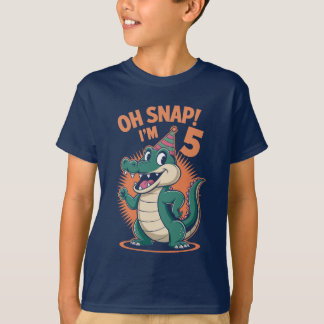 T-shirt Oh Snap I'm 5 Birthday Party Alligator